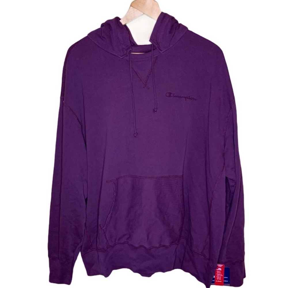 Champion Dye Fleece Pullover Raisin Purple Hoodie